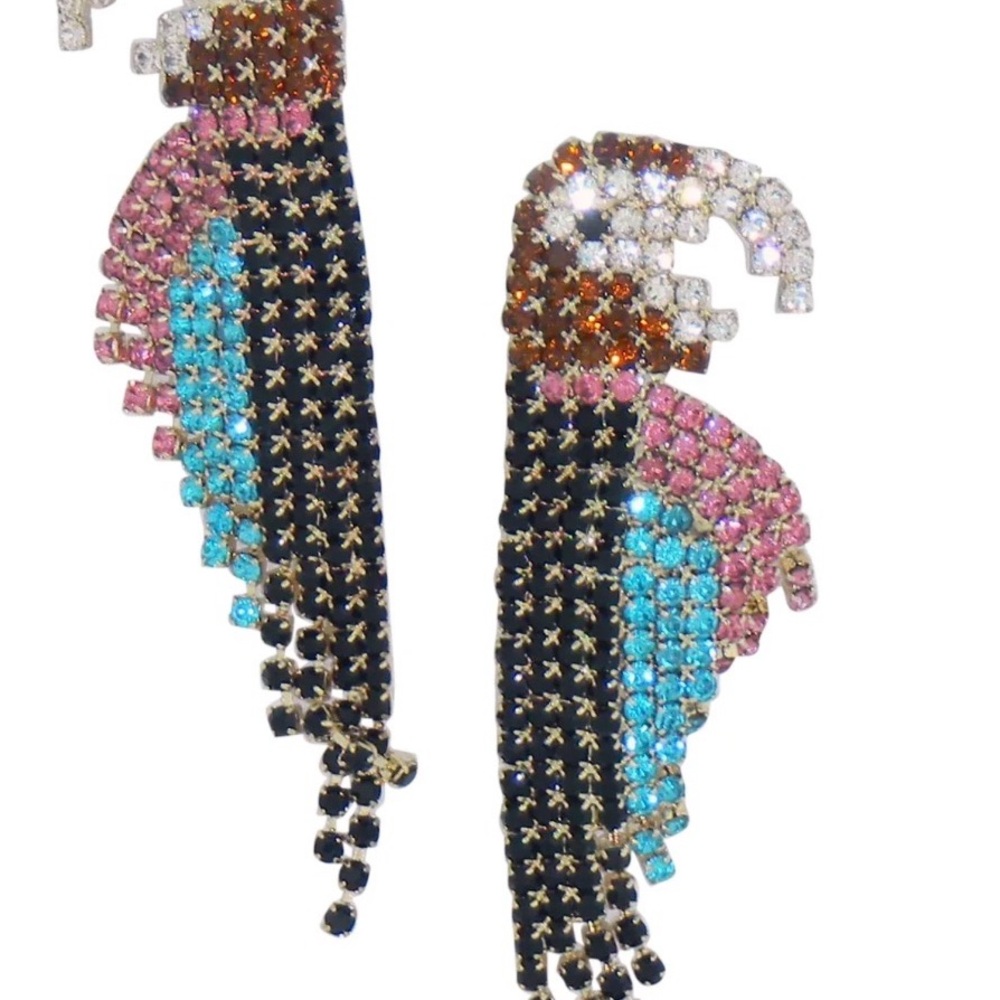 Colorful Crystal Parrot Earrings